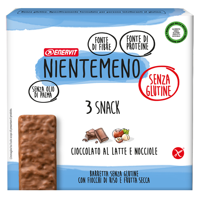 NIENTEMENO BAR CIOCCOLATO AL LATTE NOCCIOLE 3 X 33 G - Newepa Srl
