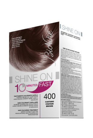 BIONIKE SHINE ON FAST TRATTAMENTO COLORANTE CAPELLI CASTANO 400 60 ML + TUBO 60 ML - Newepa Srl