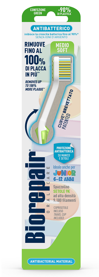 BIOREPAIR ORAL CARE SPAZZOLINO ANTIBATTERICO JUNIOR 6-12 ANNI PIU' COMFORT SETOLE MEDIO SOFT - Newepa Srl