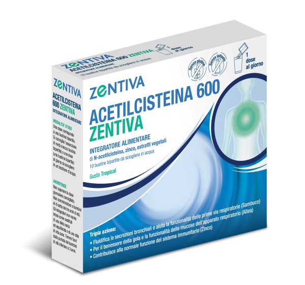 ACETILCISTEINA 600 ZENTIVA 10 BUSTINE BIPARTITE GUSTO TROPICAL - Newepa Srl