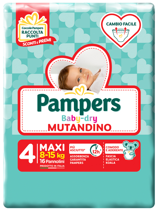 PAMPERS BABY DRY MUTANDINA MAXI 4 SMALL PACK 16 PEZZI - Newepa Srl