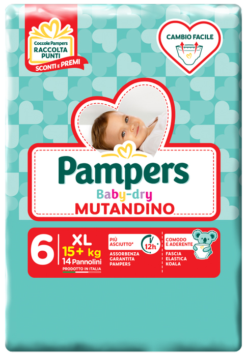 PAMPERS BABY DRY MUTANDINA XL 6 SMALL PACK 14 PEZZI - Newepa Srl