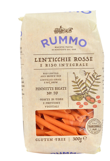RUMMO PENNETTE RIGATE N 70 LENTICCHIE ROSSE E RISO INTEGRALE 300 G - Newepa Srl