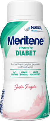 MERITENE RESOURCE DIABET FRAGOLA ALIMENTO IPERPROTEICO 28 VITAMINE E MINERALI 200 ML - Newepa Srl