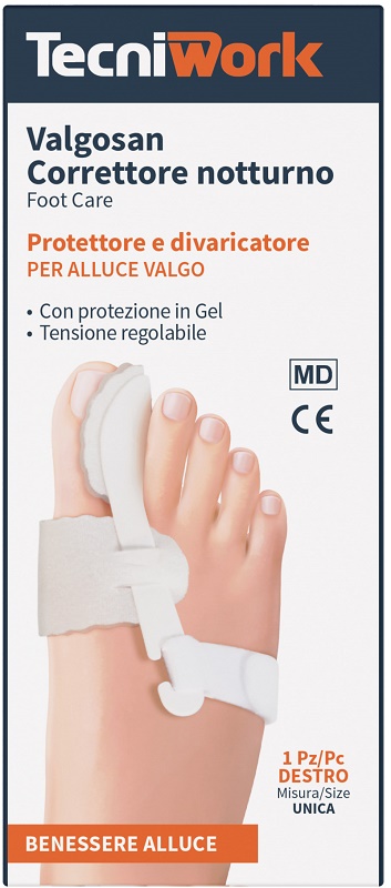 CORRETTORE NOTTURNO PER ALLUCE VALGO DESTRO MISURA UNICA VALGOSAN 1 PEZZO - Newepa Srl