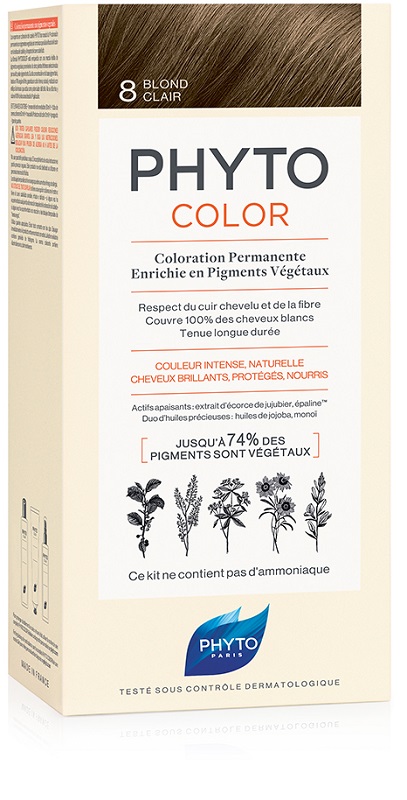 PHYTOCOLOR 8 BIONDO CHIARO 1 LATTE + 1 CREMA + 1 MASCHERA + 1 PAIO DI GUANTI - Newepa Srl