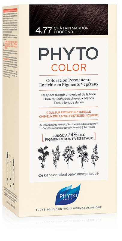 PHYTOCOLOR 4,77 CASTANO MARRONE INTENSO LATTE + CREMA + MASCHERA + 1 PAIO DI GUANTI - Newepa Srl