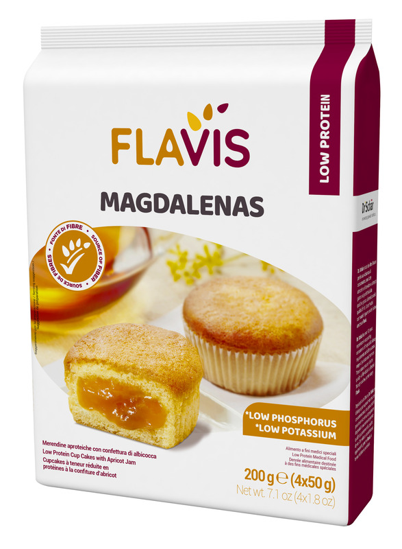 FLAVIS MAGDALENAS MERENDINE APROTEICHE CON CONFETTURA DI ALBICOCCA 4 MONOPORZIONI DA 50 G - Newepa Srl
