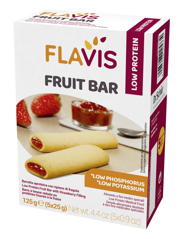 FLAVIS FRUIT BAR BARRETTA APROTEICA CON RIPIENO DI FRAGOLA 5 PEZZI DA 25 G - Newepa Srl