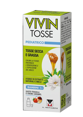 VIVIN TOSSE PEDIATRICO SCIROPPO PER TOSSE SECCA E GRASSA GUSTO FRAGOLA E CREME CARAMEL 150 ML - Newepa Srl