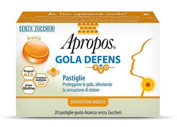 APROPOS GOLA DEFENS PRO 20 PASTIGLIE ARANCIA SENZA ZUCCHERO - Newepa Srl