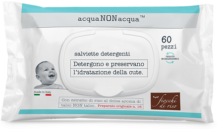 FIOCCHI DI RISO ACQUA NON ACQUA SALVIETTE DETERGENTI 60 PEZZI - Newepa Srl