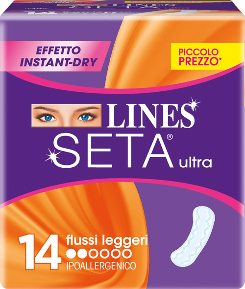LINES SETA ULTRA ASSORBENTI PER FLUSSI LEGGERI 14 PEZZI - Newepa Srl
