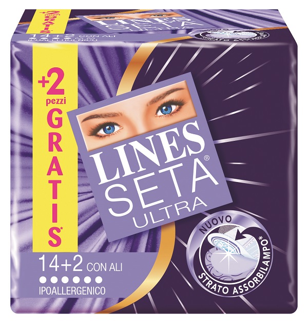 ASSORBENTE LINES SETA ULTRA CON ALI 16 PEZZI - Newepa Srl