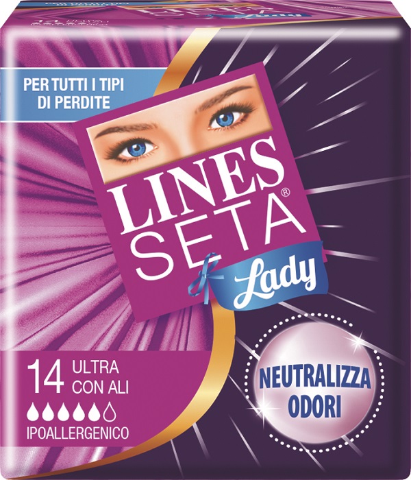 ASSORBENTE LINES SETA ULTRA LADY CON ALI 14 PEZZI - Newepa Srl