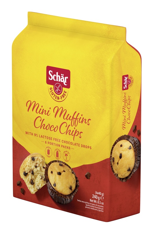 SCHAR MINI MUFFIN CHOCO CHIPS SENZA LATTOSIO 6 MONOPORZIONI DA 40 G - Newepa Srl