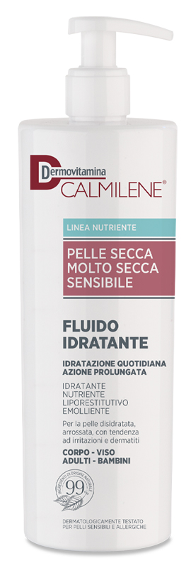 DERMOVITAMINA CALMILENE FLUIDO IDRATANTE PER PELLE SECCA, MOLTO SECCA E SENSIBILE 500 ML - Newepa Srl