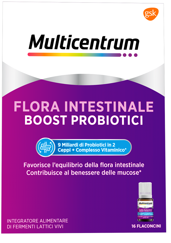 MULTICENTRUM FLORA INTESTINALE BOOST PROBIOTICI 16 FLACONCINI - Newepa Srl