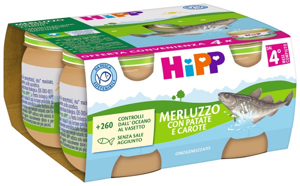 HIPP OMOGENEIZZATO MERLUZZO/PATATE/CAROTE 4X80 G - Newepa Srl