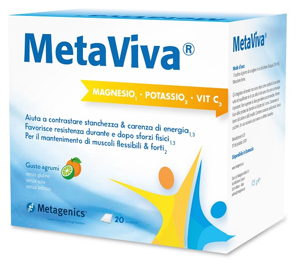 METAVIVA MAGNESIO POTASSIO VITAMINA C 20 BUSTINE - Newepa Srl