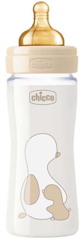 CHICCO BIBERON ORIGINAL 240ML VETRO 1 FORO 1 FORO UNISEX CON TETTARELLA IN CAUCCIU' - Newepa Srl
