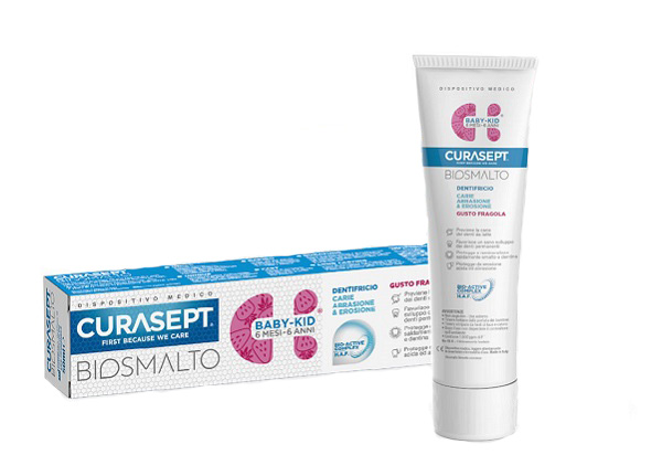 CURASEPT BIOSMALTO DENTIFRICIO BABY KID FRAGOLA CARIE ABRASIONE & EROSIONE 50 ML - Newepa Srl