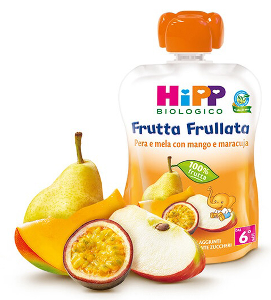 HIPP BIO FRUTTA FRULLATA PERA/MELA CON MANGO E MARACUJA 90 G - Newepa Srl