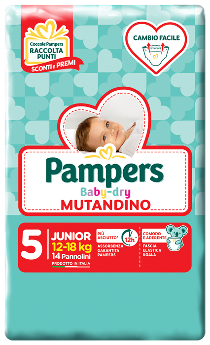 PANNOLINO A MUTANDINA PAMPERS BABY DRY JUNIOR SMALL PACK 14 PEZZI - Newepa Srl