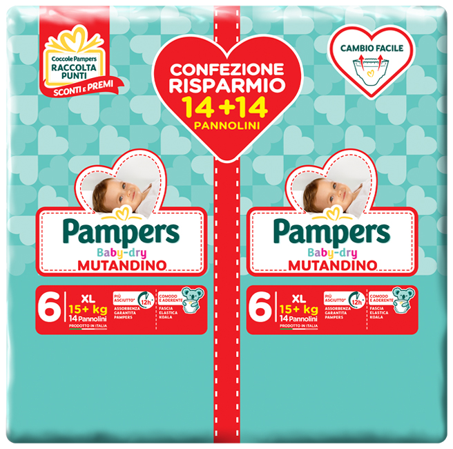 PAMPERS BABY DRY PANNOLINO A MUTANDINA DUO DOWNCOUNT XL 28 PEZZI - Newepa Srl