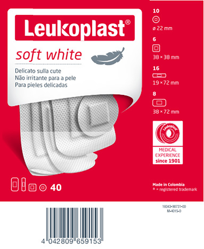 LEUKOPLAST SOFT WHITE 40 PEZZI ASSORTITI - Newepa Srl