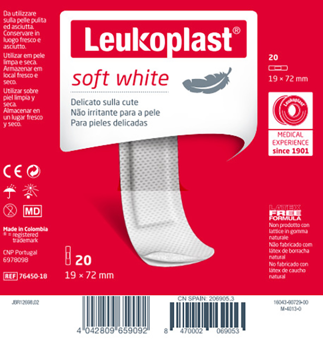 LEUKOPLAST SOFT WHITE 72 X 19 CM 20 PEZZI - Newepa Srl