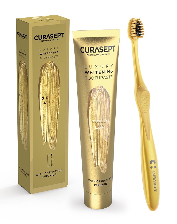 CURASEPT GOLD LUXURY WHITENING DENTIFRICIO 75 ML + SPAZZOLINO - Newepa Srl