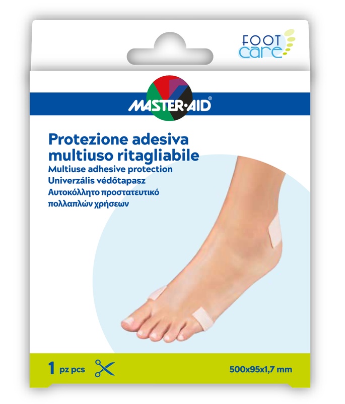 PROTEZIONE ADESIVA MULTIUSO MASTER-AID FOOTCARE RITAGLIABILE 50X9,5 CM A6 - Newepa Srl