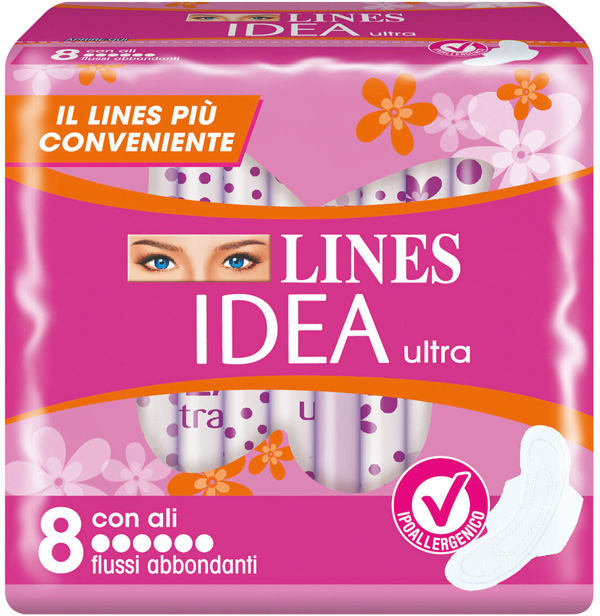 IDEA ULTRA ASSORBENTE FLUSSI ABBONDANTI CON ALI 8 PEZZI - Newepa Srl
