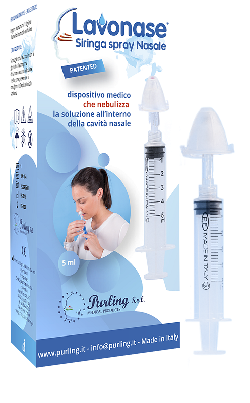 LAVONASE SIRINGA SPRAY NASALE NON STERILE 5 ML LUER-LOCK CON CAPPUCCIO + UGELLO NASALE CON RACCORDO LUER-LOCK + PERFORATORE CON VALVOLA NON RITORNO CON TAPPO - Newepa Srl