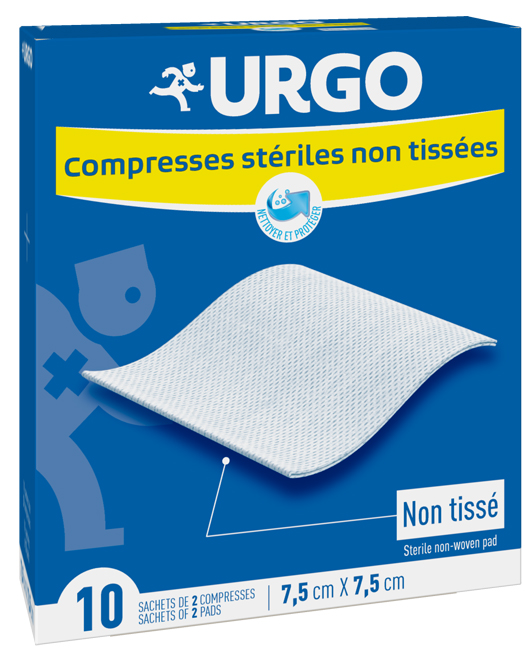 COMPRESSA DI GARZA IN COTONE STERILE URGO 7,5 X 7,5 CM 10 PEZZI - Newepa Srl
