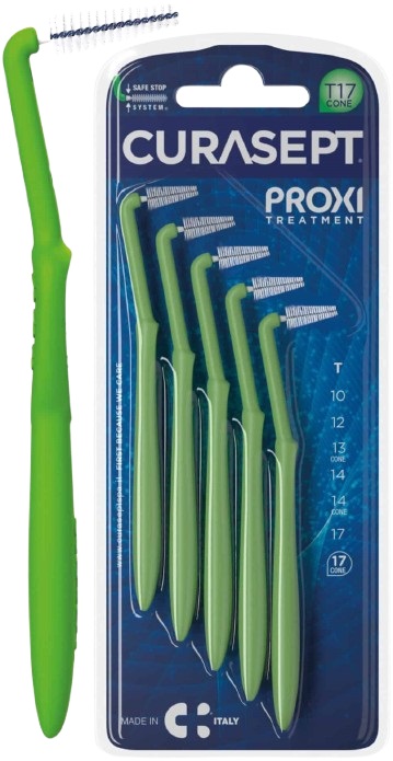 SCOVOLINO CURASEPT PROXI ANGLE MISURA T17 CONICO ISO 5 VERDE DIAMETRO 1,7 MM 5 PEZZI - Newepa Srl