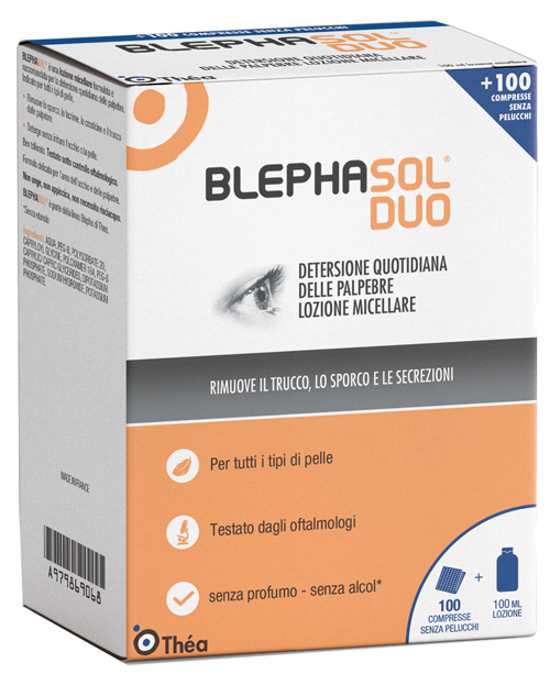 BLEPHASOL DUO SOLUZIONE MICELLARE IGIENE PALPEBRALE 100 ML + 100 GARZE - Newepa Srl