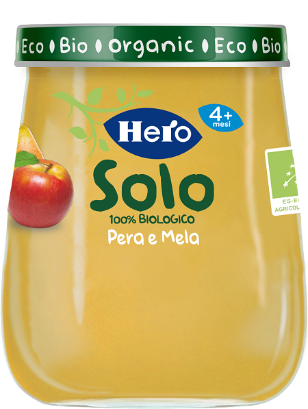 HERO SOLO OMOGENEIZZATO PERA MELA 100% BIO 120 G - Newepa Srl