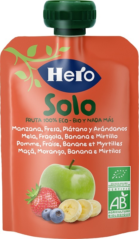 HERO SOLO FRUTTA FRULLATA 100% BIO MELA BANANA FRAGOLA 100 G - Newepa Srl
