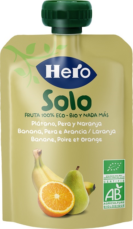 HERO SOLO FRUTTA FRULLATA 100% BIO BANANA PERA ARANCIA 100 G - Newepa Srl