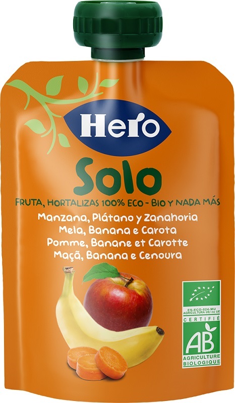 HERO SOLO FRUTTA FRULLATA 100% BIO MELA BANANA CAROTA 100 G - Newepa Srl