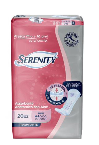 SERENITY ASSORBENTE ANATOMICO CON ALOE FLEXIT MINI 20 PEZZI - Newepa Srl