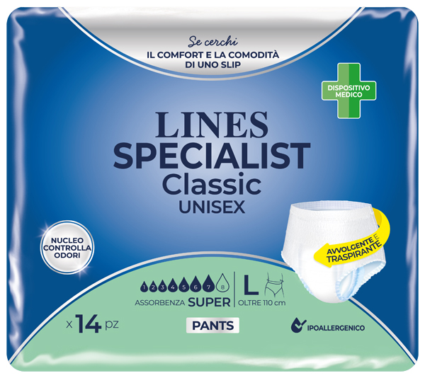PANNOLONE A MUTANDA LINES SPECIALIST CLASSIC PANTS SUPER L 14 PEZZI - Newepa Srl
