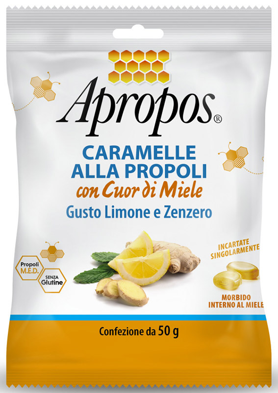 APROPOS CARAMELLE DURE LIMONE/ZENZERO CUOR DI MIELE 50 G - Newepa Srl