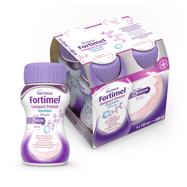 NUTRICIA FORTIMEL COMPACT PROTEIN GUSTO FRUTTI ROSSI RINFRESCANTI 4 BOTTIGLIE DA 125 ML - Newepa Srl