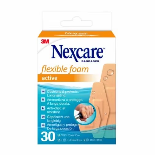 CEROTTO PREPARATO NEXCARE ACTIVE 360 GRADI N1030ASD04 ASSORTITI 3 MISURE 6 CEROTTI 23X28MM + 14 CEROTTI 22X57MM + 10 CEROTTI 28X76MM - Newepa Srl