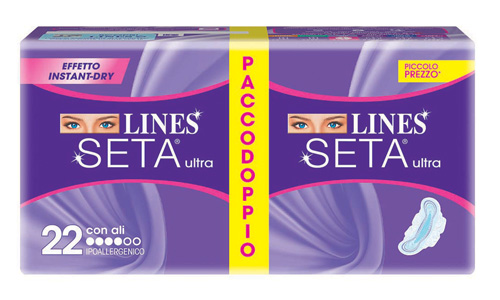 LINES SETA ULTRA ASSORBENTE CON ALI 22 PEZZI - Newepa Srl