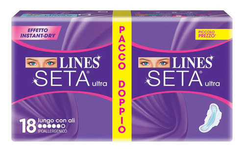 LINES SETA ULTRA ASSORBENTE LUNGO CON ALI 18 PEZZI - Newepa Srl