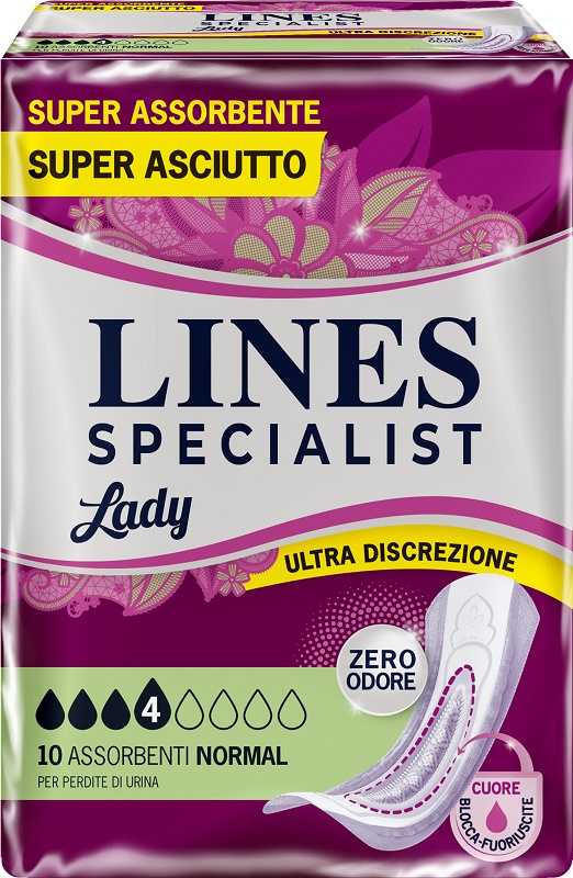 ASSORBENTI PER INCONTINENZA LINES SPECIALIST LADY NORMAL 10 PEZZI - Newepa Srl